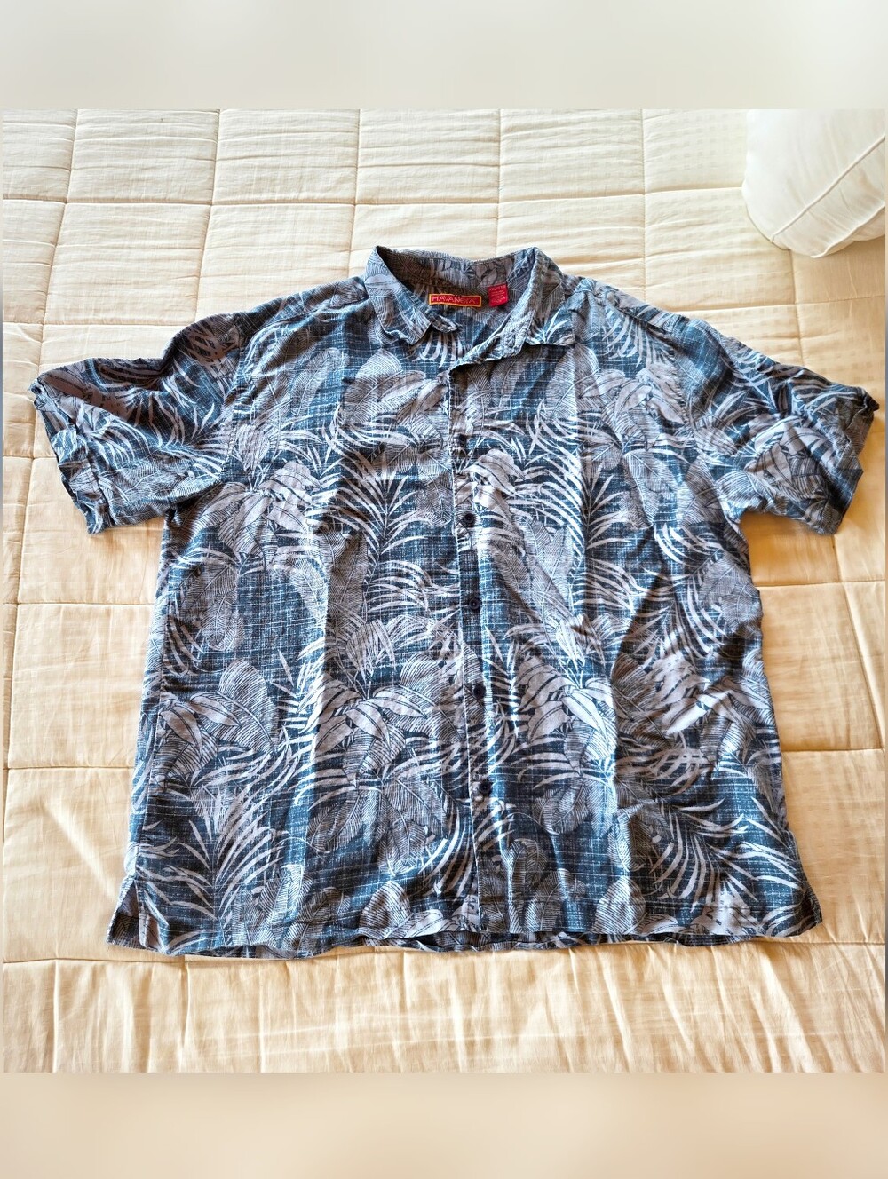Havanera Linen Blend Tropical Shirt XXL Blue White